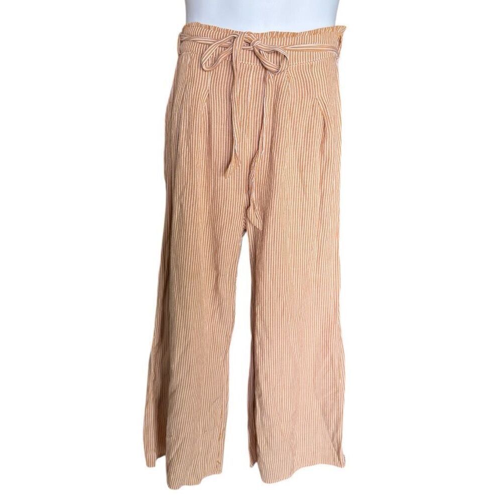 Womens Sadie & Sage Ruched Pull-On Waist Mustard Striped Pants - Sz S